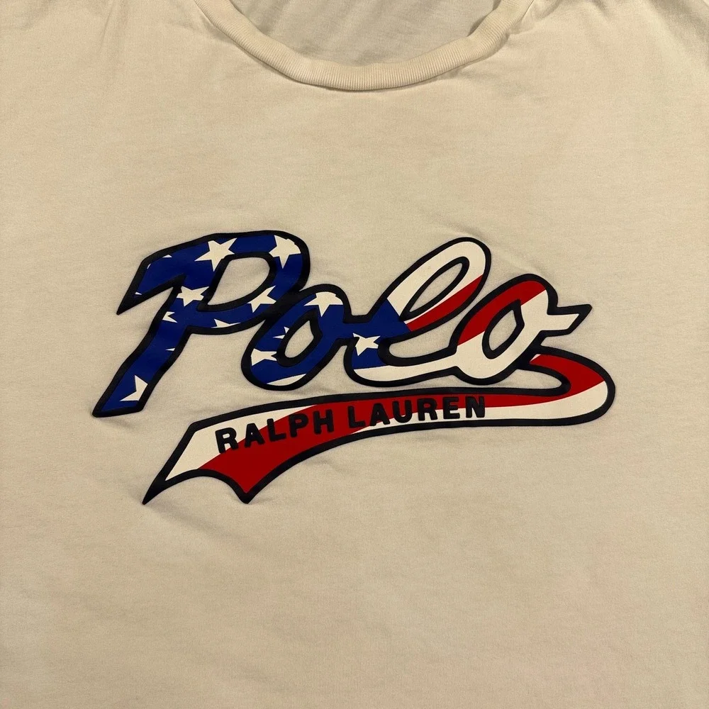 Polo Ralph Lauren Shirt Mens XL White USA Flag Logo Graphic‎ Patriotic Tee July